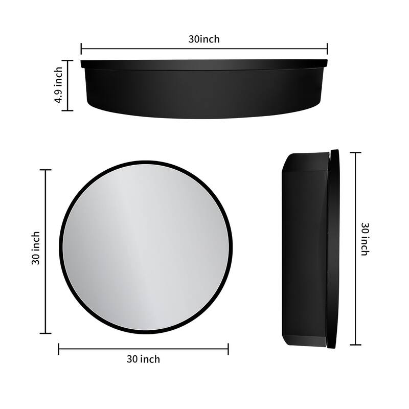 24"/30" Round Iron Medicine Cabinet with Mirror