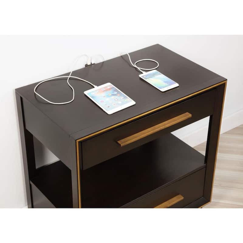 2 Drawers Nightstand with Shelf