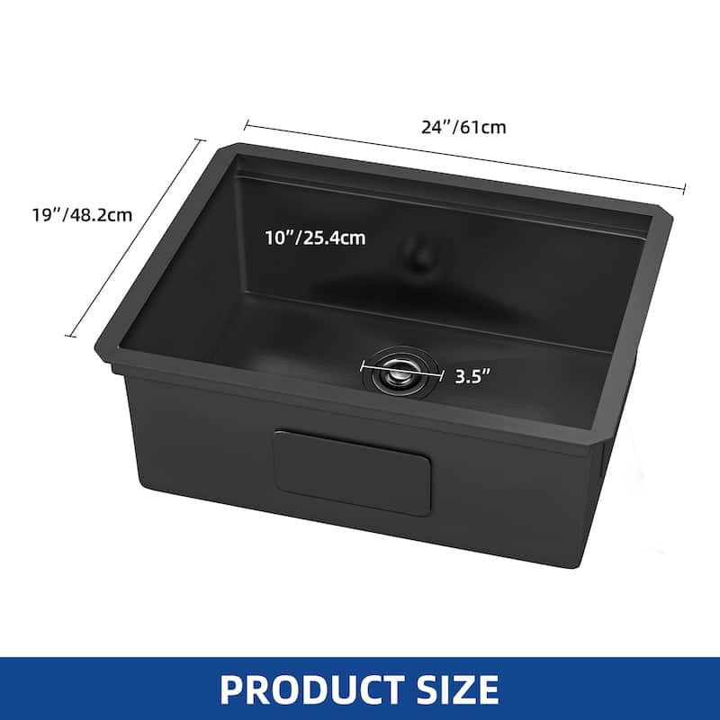 Drop In Kitchen Sink, 24/28/30 Inch Top Mount Stainless Steel Nano Gunmetal Black Sink with Sink Protector - 28''W X 19''D X 10''H