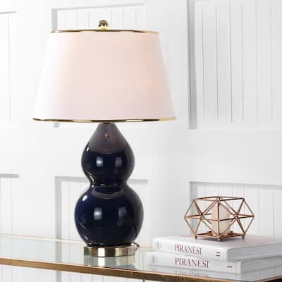 SAFAVIEH Lighting 26-inch Zoey Double Gourd Navy Table Lamp (Set of 2) - 16"x16"x26.5"