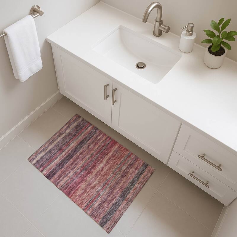 Premium Washable Super Soft Ombre Stripes Mayfield Rug - Paprika - 1'8" x 2'6"