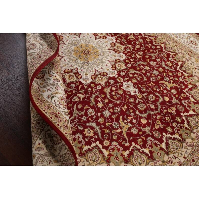 Wool/ Silk Vegetable Dye Floral Tabriz Oriental Area Rug Hand-knotted - 8'1" x 10'5"