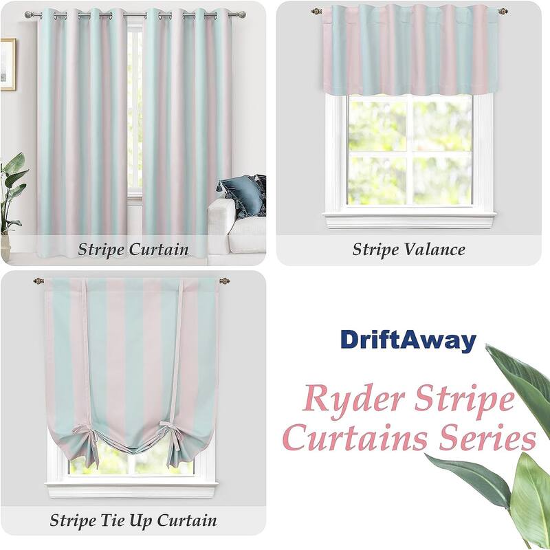 DriftAway Ryder Stripe Pattern 100 Percent Blackout Thermal Insulated Window Curtain
