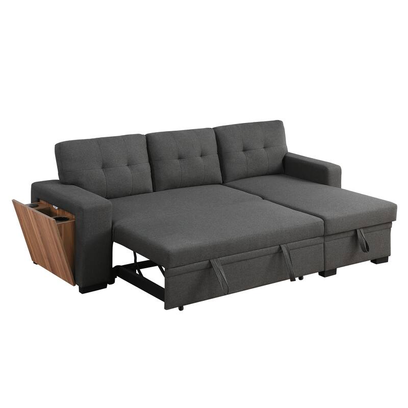 3-Piece Dark Gray Linen Upholstered Sectional Sofa