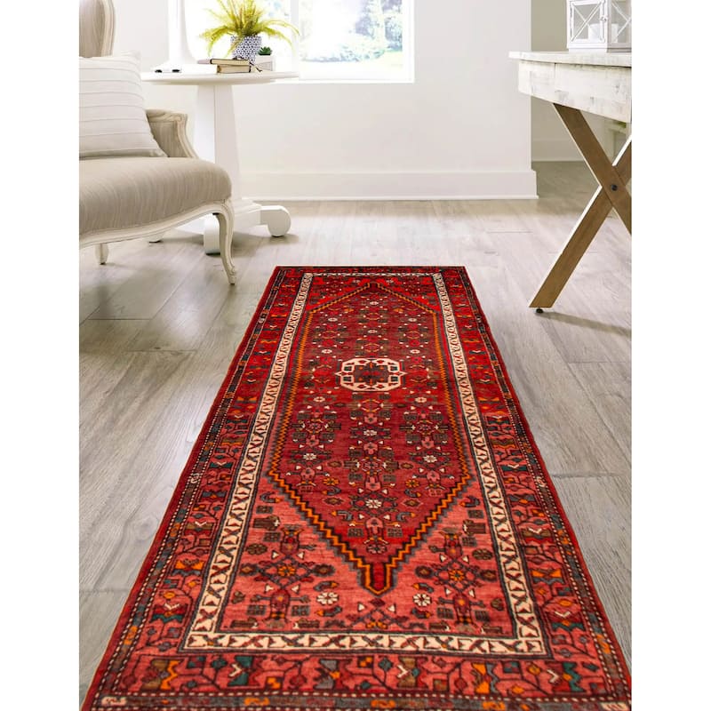 ECARPETGALLERY Hand-knotted Andelz Red Wool Rug - 3'7 x 9'11