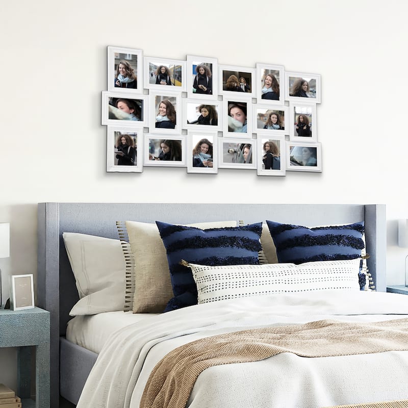 HELLO LAURA 18 Opening 4x6 Large Collage Picture Frame for Wall Decor - White