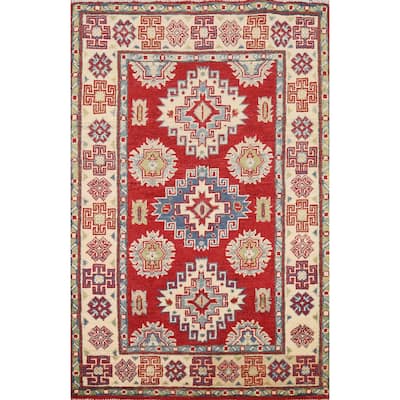 Red Kazak Foyer Rug Hand-Knotted Bedroom Wool Carpet - 2'9"x 4'3"