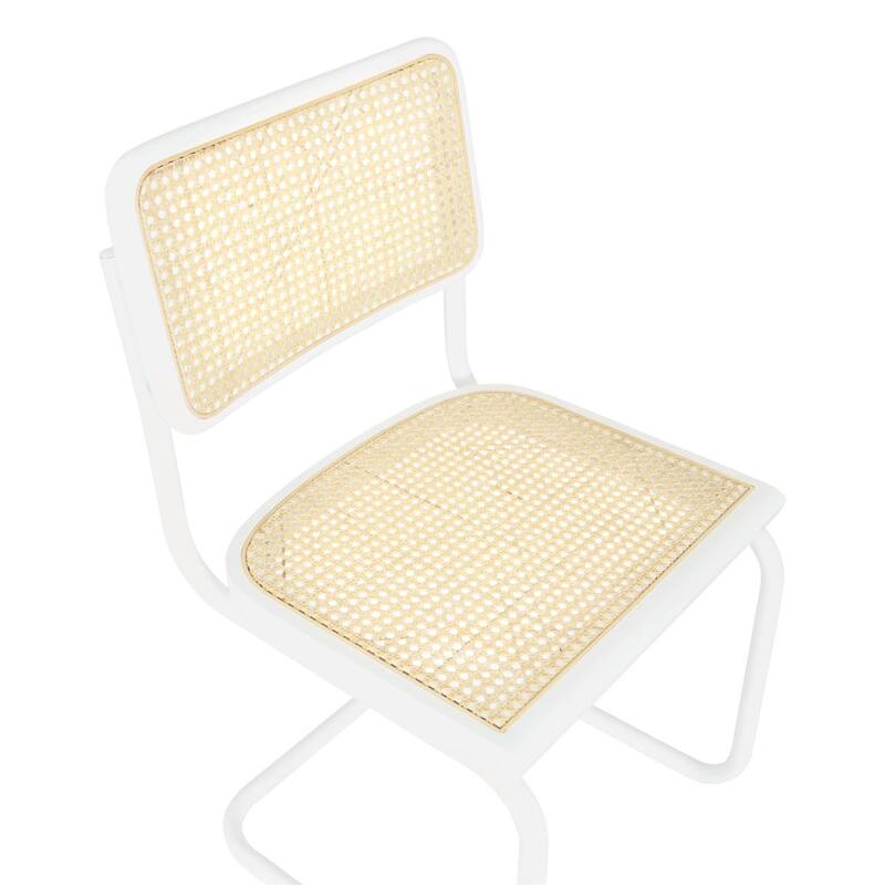 Breuer Chair Company Marcel Breuer Cesca Cane Cantilever Side Chair w/ White Steel Frame (Various Wood & Cane Colors)