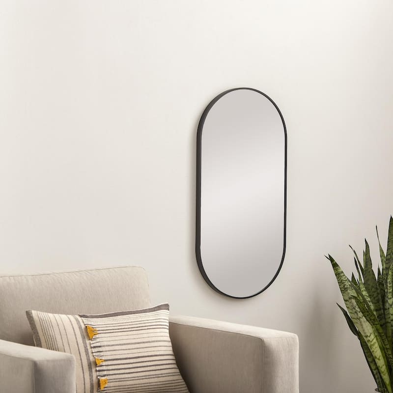 Livabliss Aranya Modern Aluminum Oval Pill-Shaped Accent Mirror