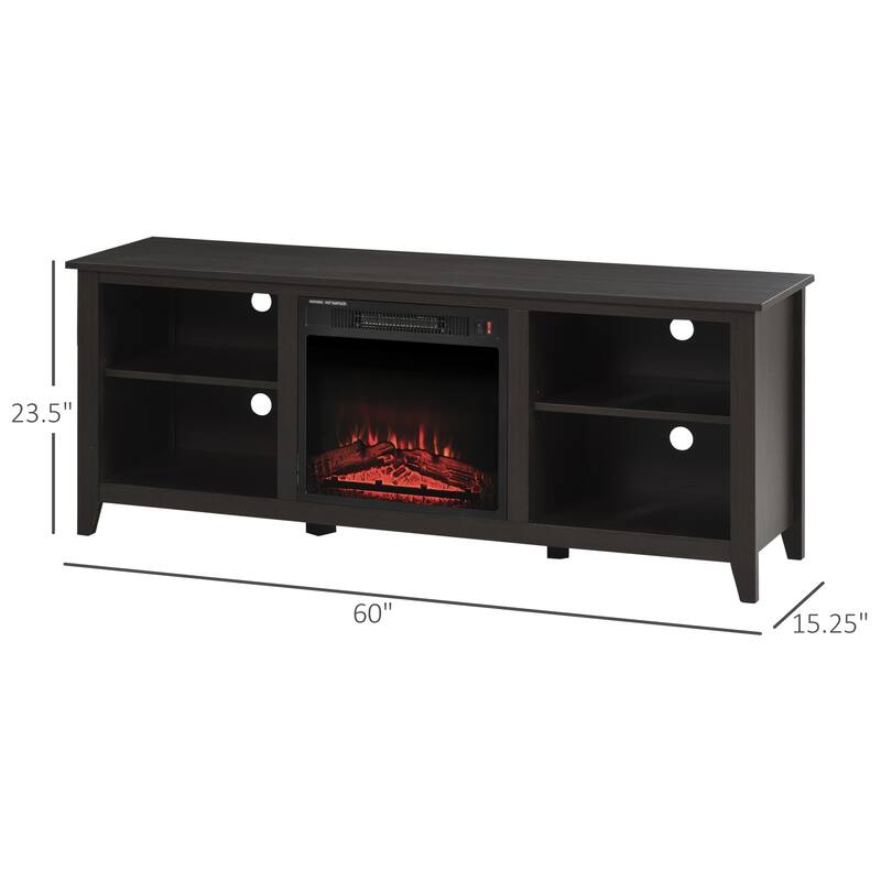 HOMCOM 2-IN-1 Design TV Stand and Electric Fireplace with 4 Cable Management, LED Flame, Fits for 65'' TV
