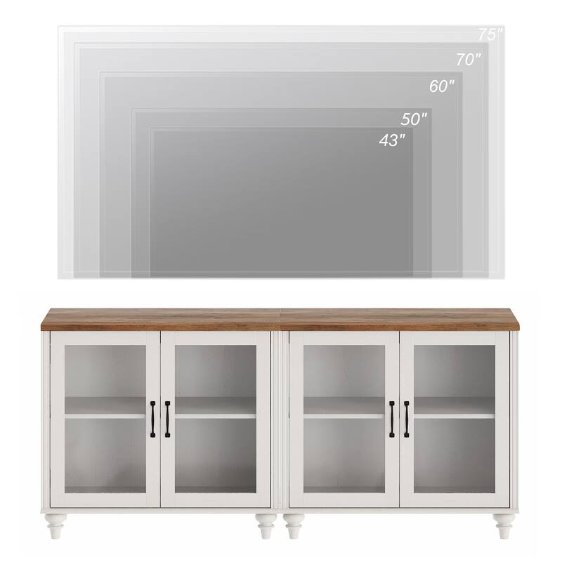Kitchen Sideboard Buffet Cabinet, Glass Display Cabinet with Storage