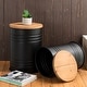preview thumbnail 17 of 35, Glitzhome Industrial Farmhouse Round Storage End Tables (Set of 2) Black