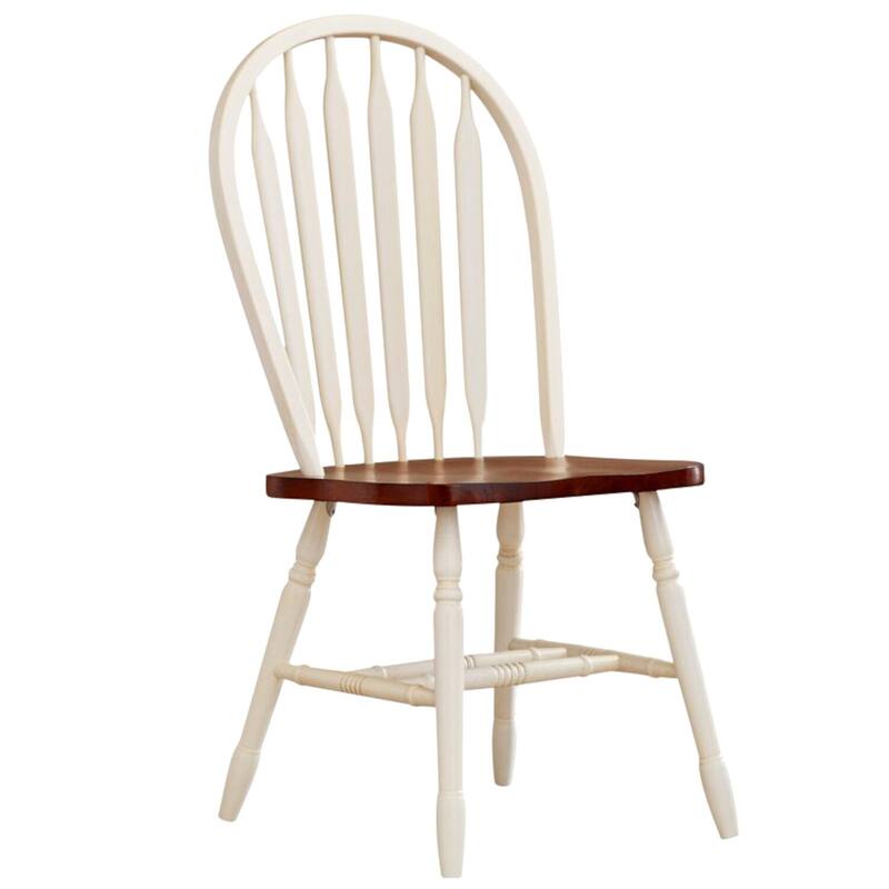 Extendable Dining Set 7 Piece Oval Table & 6 Chairs - Antique White & Chestnut Brown