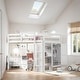 preview thumbnail 2 of 28, Multi-Functional Wood Full Size Loft Bed with Built-in Wardrobe, Desk, Storage Shelves and Drawers, Maximized Space