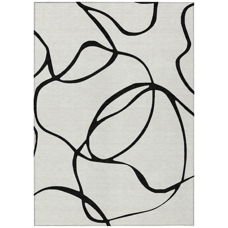 Machine Washable Indoor/ Outdoor Abstract Modern Chantille Rug