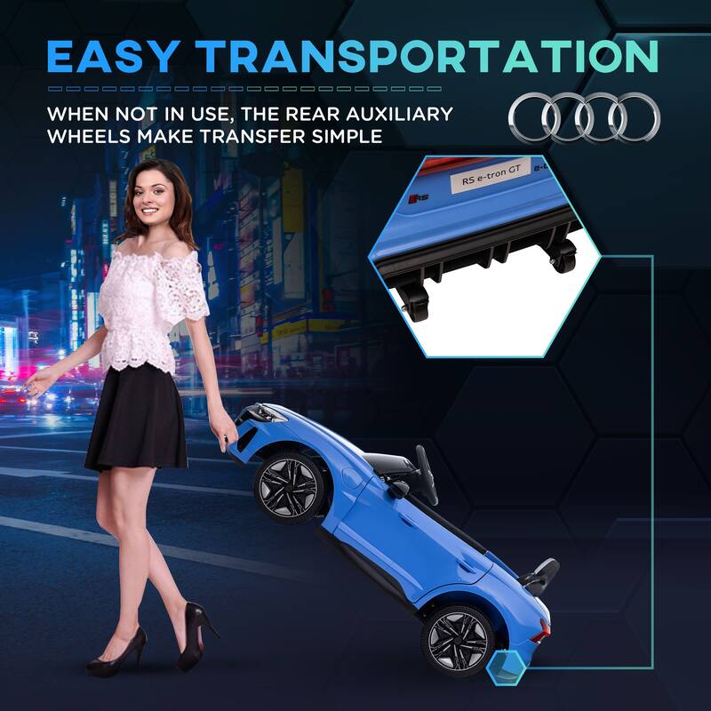 12V Licensed Audi RS E-Tron GT Kids Ride-On Car with Remote Control, Music, Lights, and Safety Features