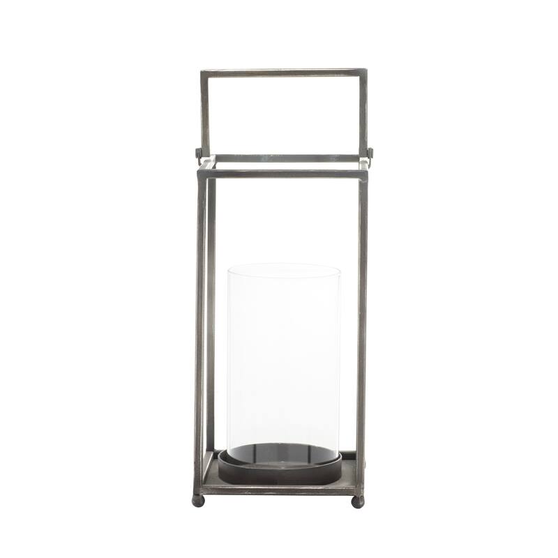 Benzara Black Metal and Glass Lantern