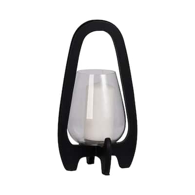 Sagebrook Home Elegant Glass Lantern with Wood Handle - Enhance Your Space - 8" x 8" x 15"