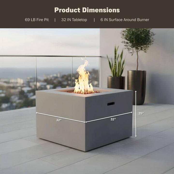 Kinger Home 32-Inch Outdoor Propane Alloy Steel Fire Pit for Patio