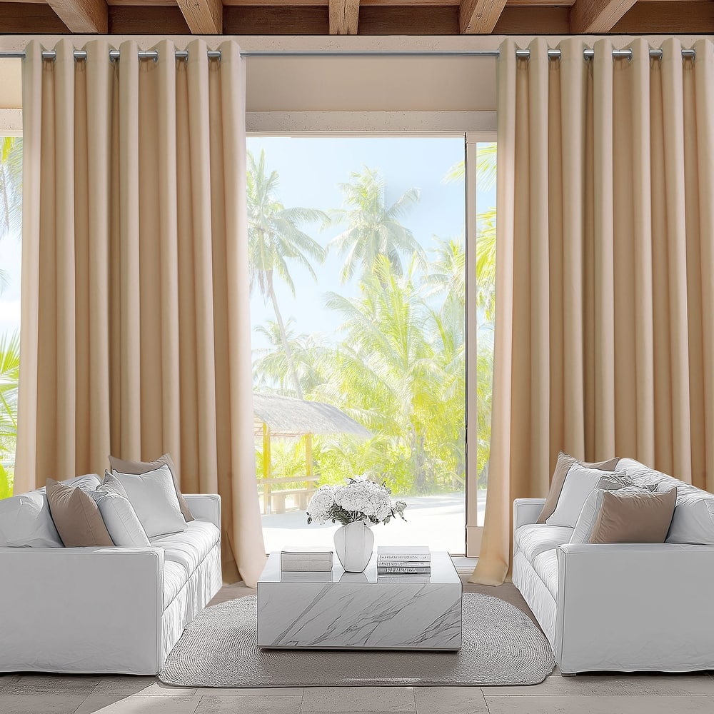 Exclusive Fabrics Villanova Solid Grommet Waterproof Light Filtering Outdoor and Indoor Curtains (1 Panel)