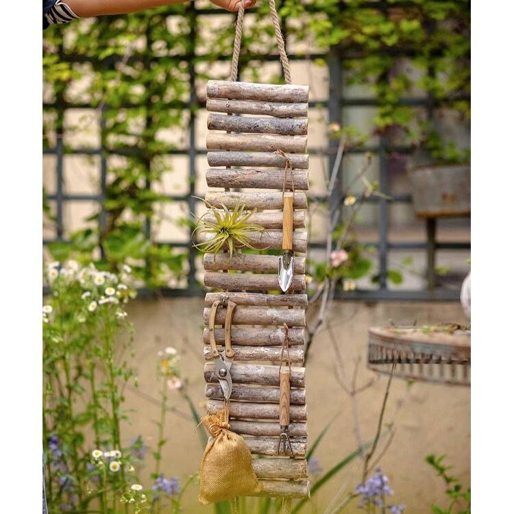 RusticReach Rustic Wood Ladder Wall Décor Tool Organizer