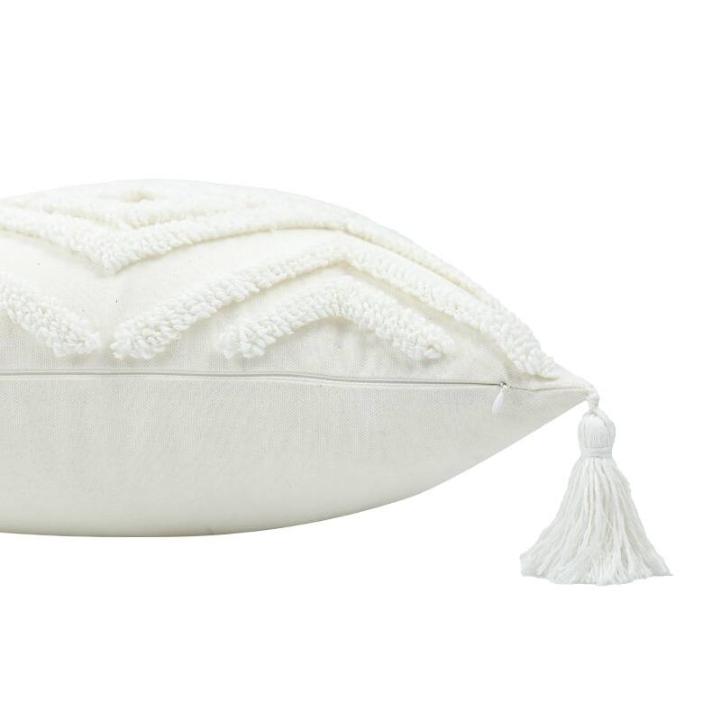 Wholelinens Boho Cotton Tufted Embroidered Throw Pillow Cover