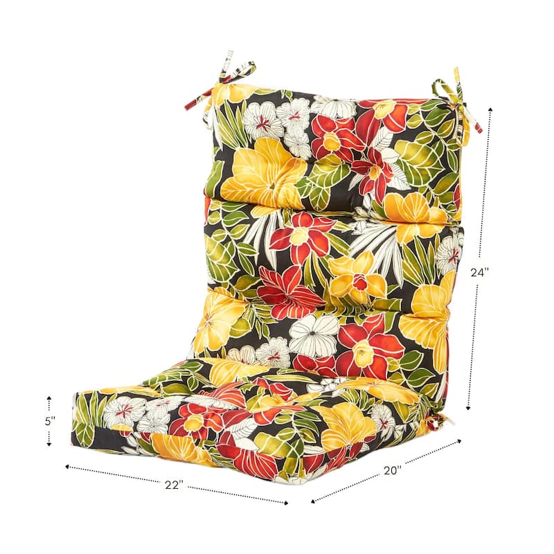 Aloha Floral Outdoor 44x22-inch High Back Chair Cushion (Set of 2) (Cushions Only)