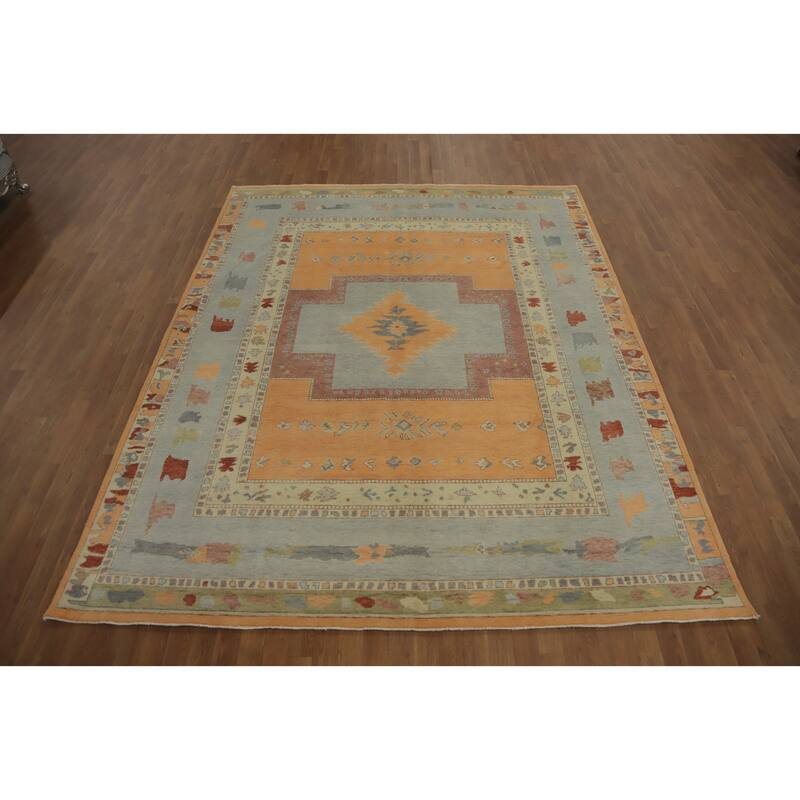Vegetable Dye Gabbeh Turkish Area Rug Geometric Carpet - 9' 9'' X 8' 2''