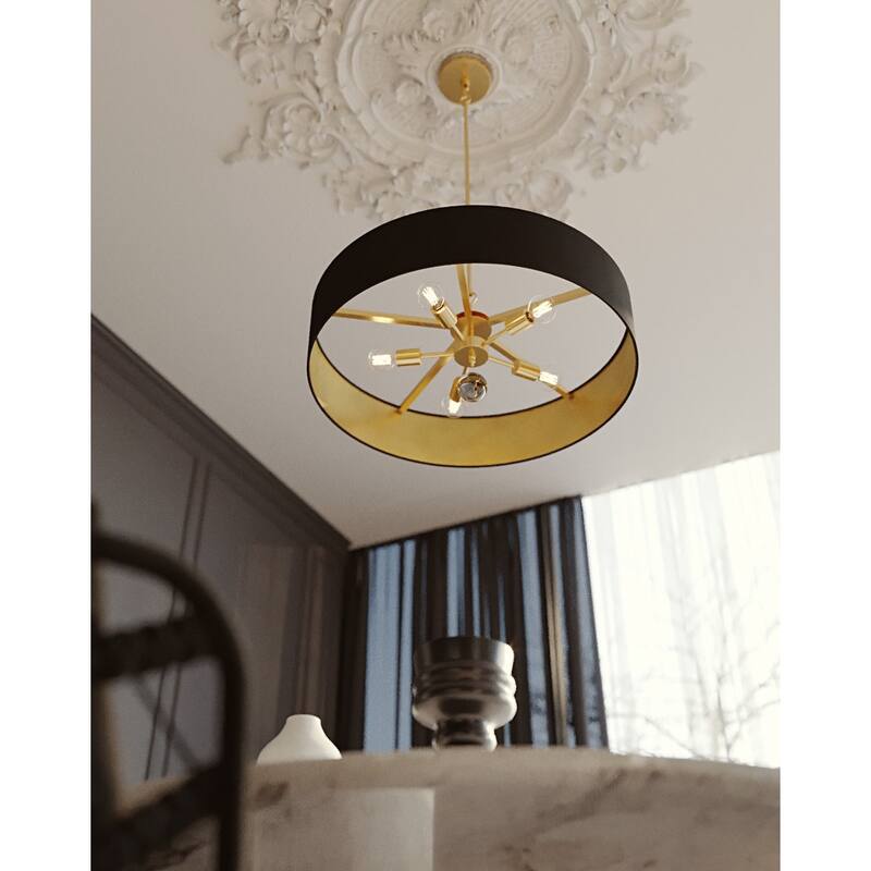 AFX CLNP30MB Pendant 5 Light 30" Wide Crystal Pendant with Fabric