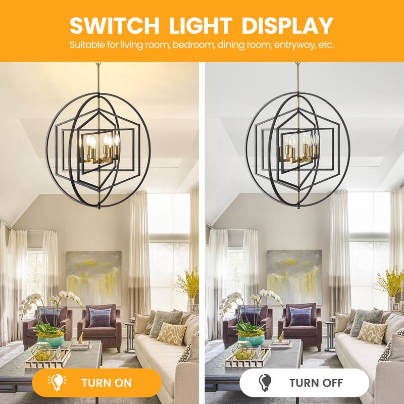 25.78" Geometric Chandelier Modern 6-Light Fixture Pendant Lighting