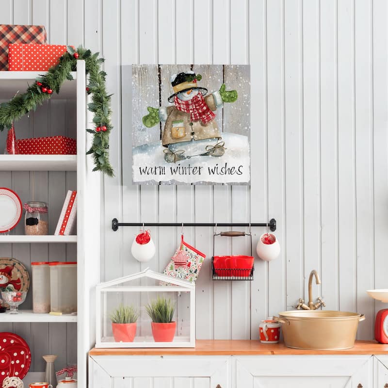 Winter Wishes Snowman-Premium Gallery Wrapped Canvas - Ready to Hang