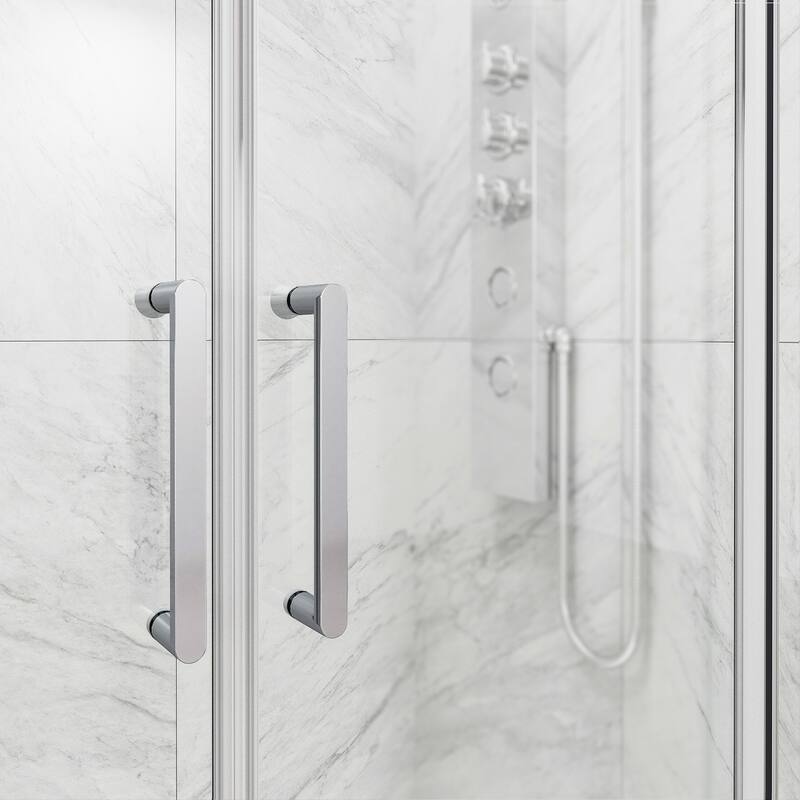 VIGO Paloma 56 to 60 in. W x 74 in. H Semi-Frameless Double-Sliding Shower Door with Clear Tempered Glass