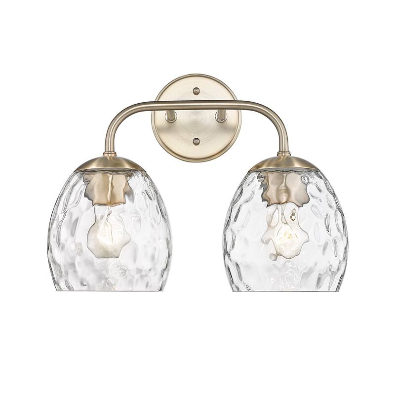 Millennium Lighting Gallos Vanity Light with Clear Thumbprint Glass Shades - 2 Lights - Modern Gold
