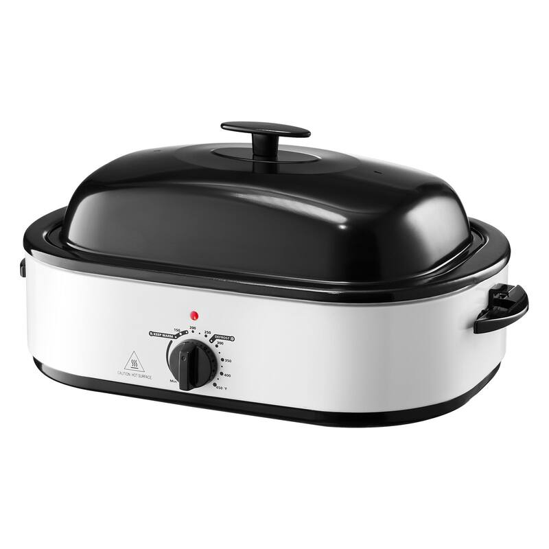 Black-Silver 18QT Electric Roaster Oven 1450W with Self-Basting Lid - 23.31 x 15.67 x 11.22 in.