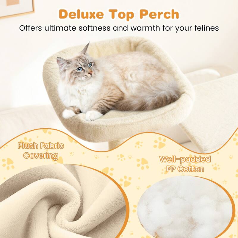 Gymax 63'' Large Cat Tree for Indoor Cats w/Plush Top Perch Condo