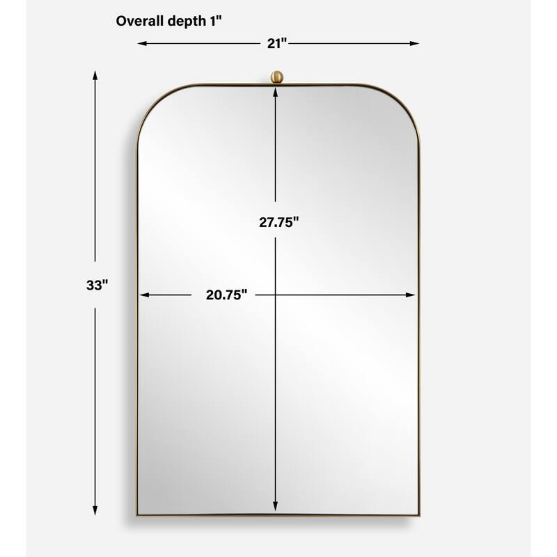 Arch Vanity Wall Mirror - 33" - Brass Plated Finish