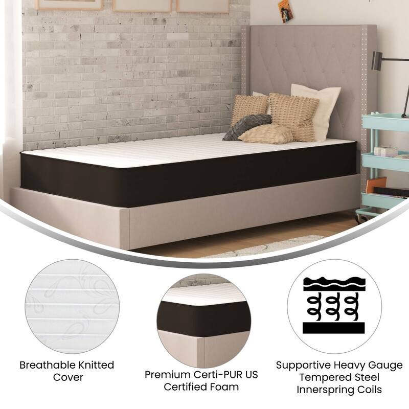 Medium Tight Top Innerspring Hybrid Mattress - Gray