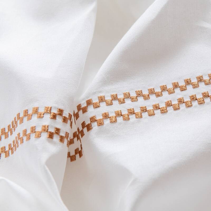 Hotel Collection Embroidered Cotton Percale 200 Thread Count Duvet Cover 3 Pieces Set