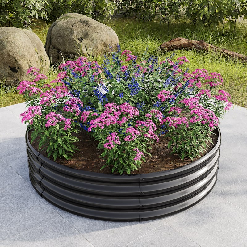 GDFStudio - Tall Round Metal Raised Garden Bed for Vegetables, Flowers, Herbs, and Fruits, Outdoor Backyard Patio Planter Box