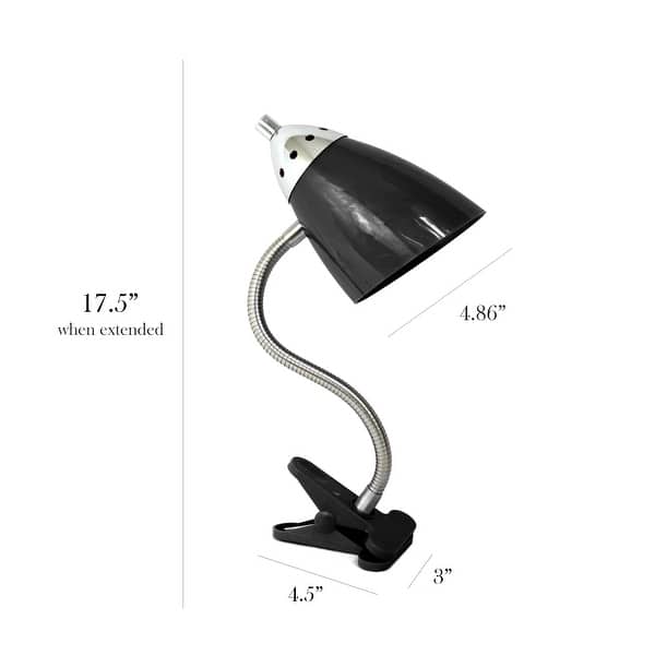 dimension image slide 0 of 2, LimeLights Flossy Flexible Gooseneck Clip Light Desk Lamp
