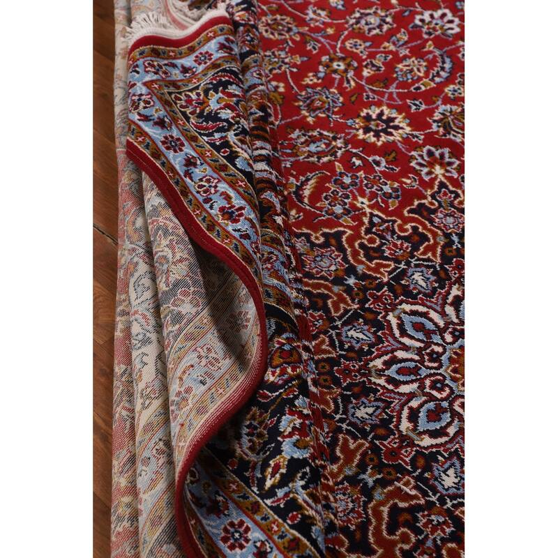 Red Floral Kashan Turkish Area Rug Home Decor Machine-Made Carpet - 9'9" x 13'4"