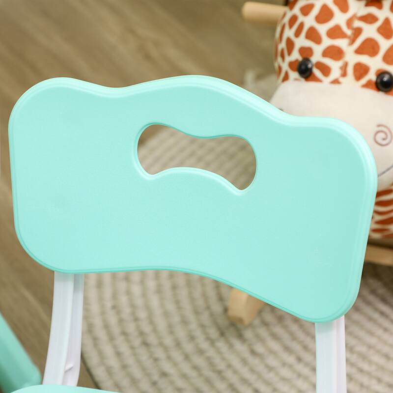 Qaba Kids Table and Chair Set with 4 Chairs, Adjustable Height, Easy to Clean Table Surface, for 1.5 - 5 Years Old