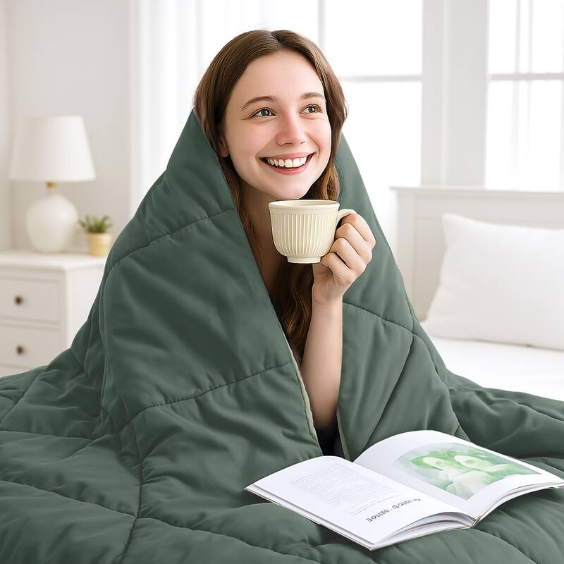 JEAREY Ultra-Lightweight Reversible All-Season Comforter, Cooling Down Alternative Duvet Inserts
