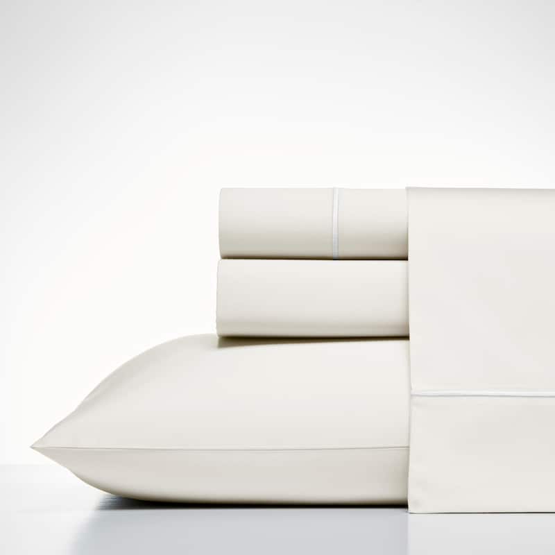 Nautica Regatta Sateen Cotton Luxury Bed Sheet Set - Queen - White