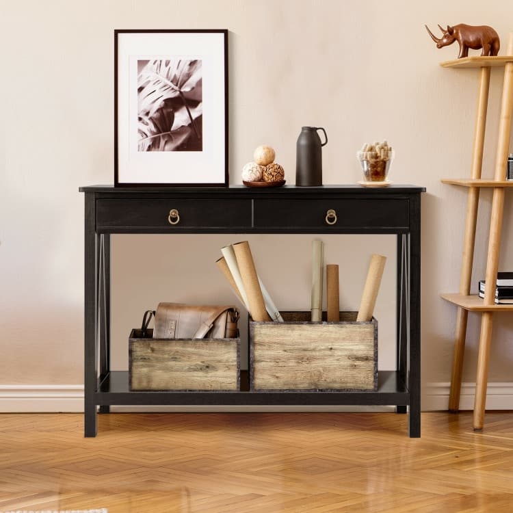 Console Table with 2 Drawer Storage Shelf for Entryway Hallway - 42" x 14" x 31" (L x W x H)