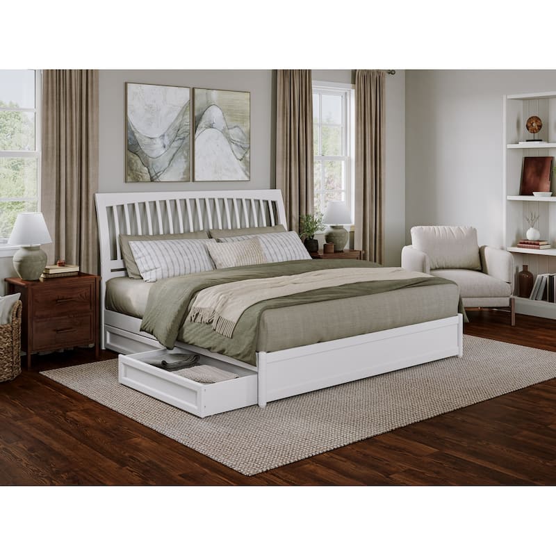 Roslyn Platform Bed with Panel Footboard and Storage Drawers