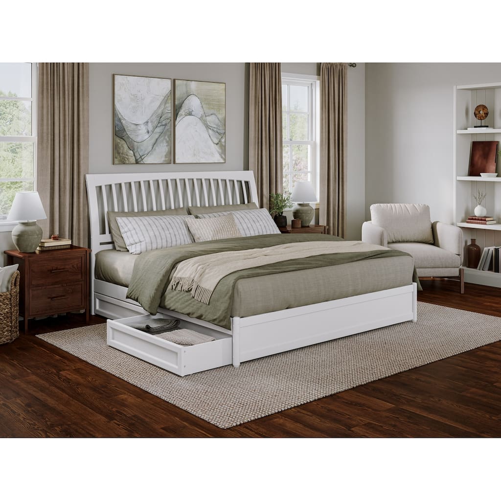 Roslyn Platform Bed with Panel Footboard and Storage Drawers