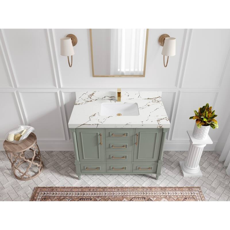 Willow Collections 42 in. W x 22 in. D Aberdeen Single Bowl Sink Bathroom Vanity with Countertop - 2" Viola Brown - Evergreen