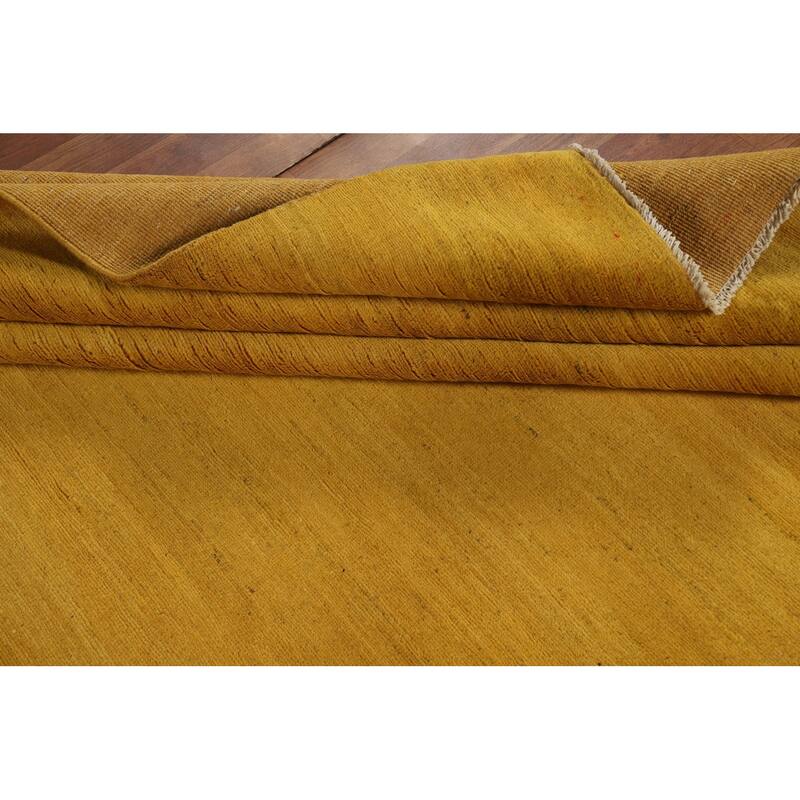 Modern Yellow Gabbeh Oriental Area Rug Tribal Hand-Knotted Wool Carpet - 6'6" x 9'6"