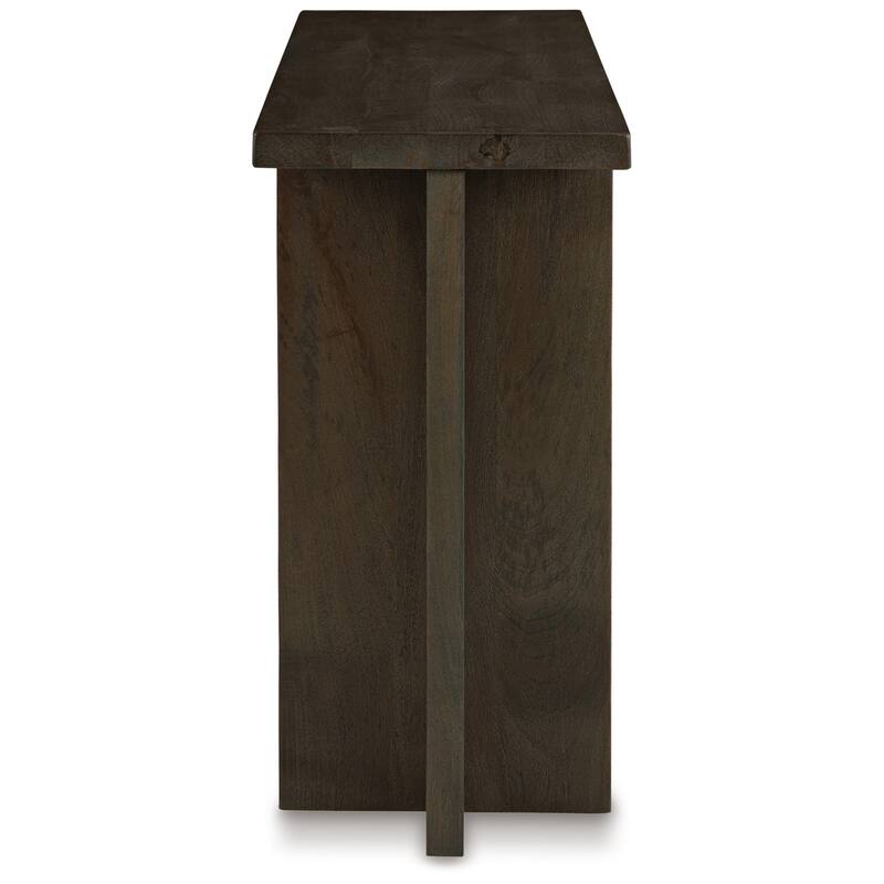 Console Sofa Table, Solid Wood T Shaped Legs, Dark Brown 53 Inch